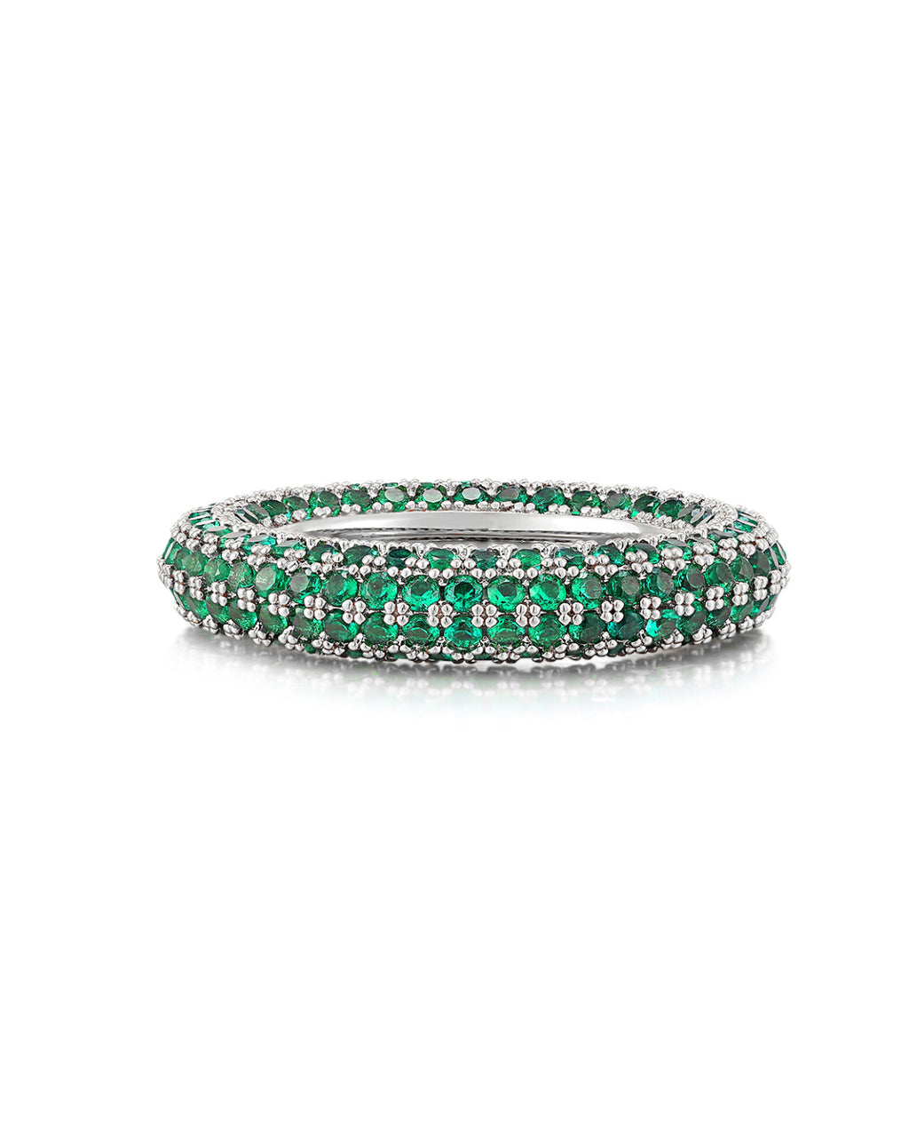 Pavé Amalfi Ring - Emerald Green - Silver