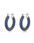 Pavé Baby Amalfi Hoops - Blue Sapphire - Silver