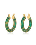 Pavé Baby Amalfi Hoops - Emerald Green - Gold