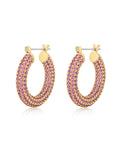 Pavé Baby Amalfi Hoops - Pink - Gold
