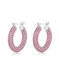 Pavé Baby Amalfi Hoops - Pink - Silver