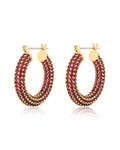 Pavé Baby Amalfi Hoops - Ruby Red - Gold