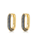 Pavé Chain Link Huggies - Blue Sapphire - Gold