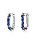 Pavé Chain Link Huggies - Blue Sapphire - Silver