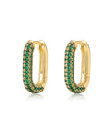 Pavé Chain Link Huggies - Emerald Green - Gold