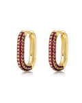 Pavé Chain Link Huggies - Ruby Red - Gold