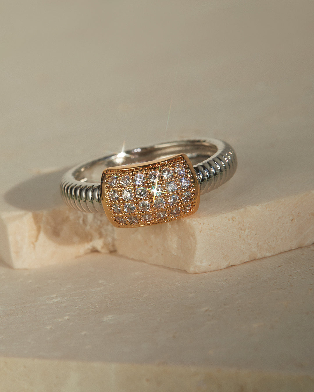 Pavé Dome Snake Chain Ring — alternate angle