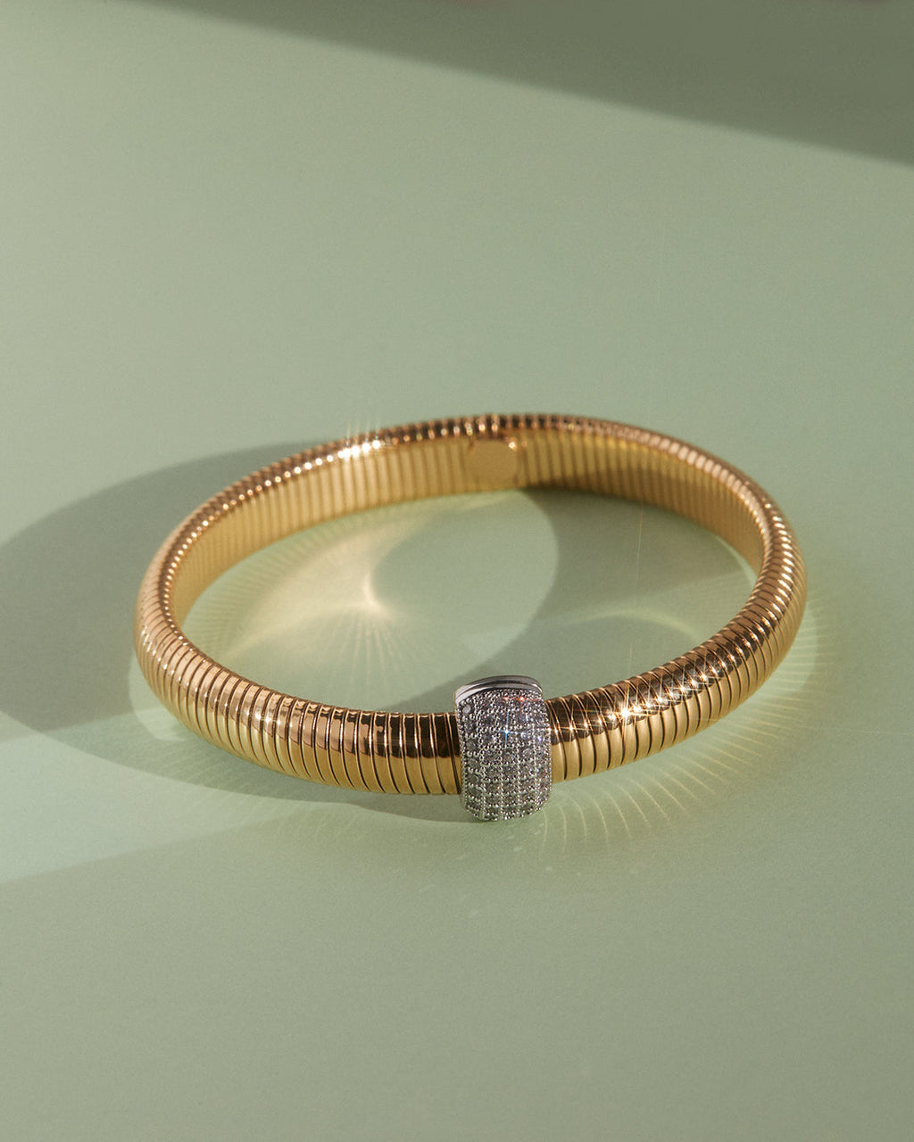Pavé Dome Snake Chain Bracelet — detail view