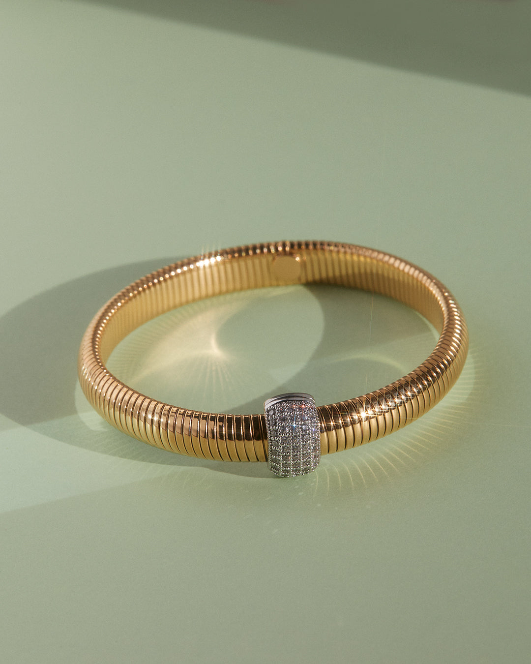 Pavé Dome Snake Chain Bracelet — detail view