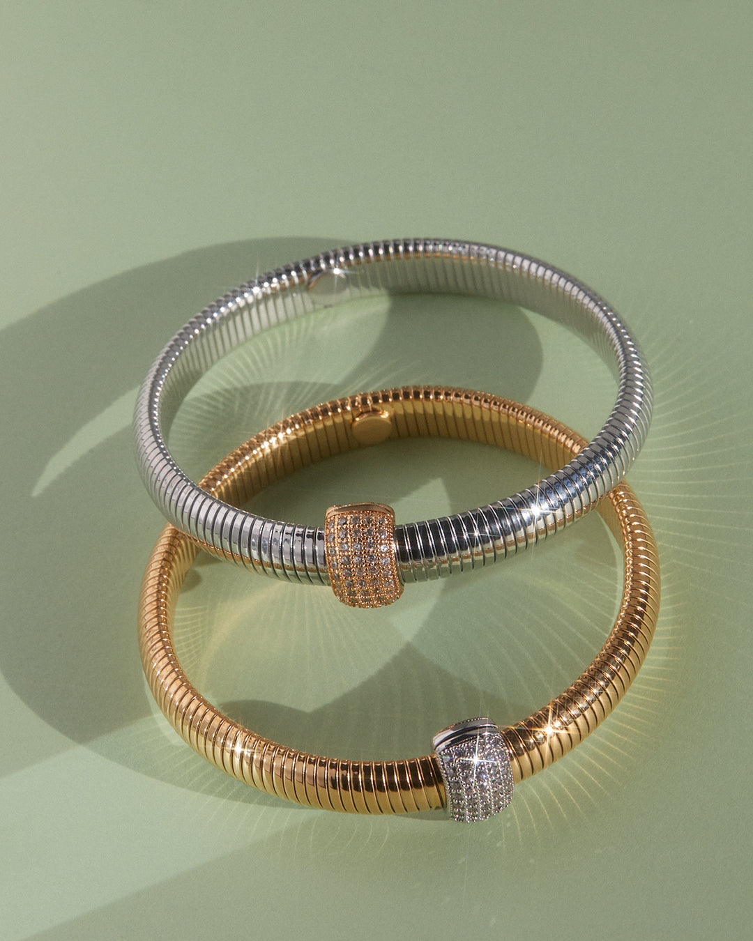 Pavé Dome Snake Chain Bracelet — another angle