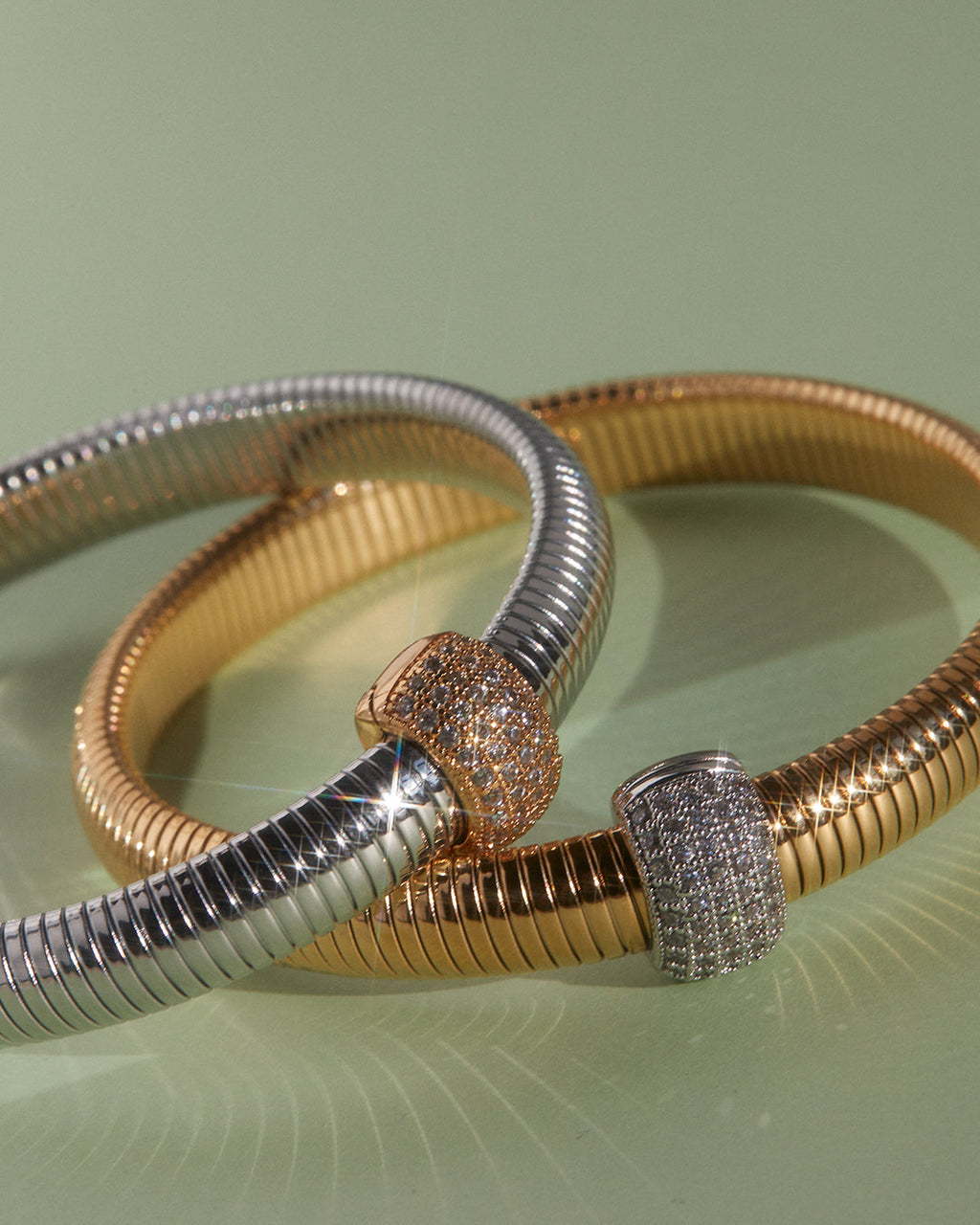 Pavé Dome Snake Chain Bracelet — alternate angle