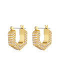 Pavé Hex Bolt Huggies - Gold - Earrings