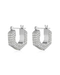 Pavé Hex Bolt Huggies - Silver - Earrings