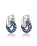 Pavé Interlock Hoops - Blue Sapphire - Silver