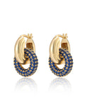 Pavé Interlock Hoops - Blue Sapphire - Gold