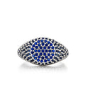 Pavé Signet Ring - Blue Sapphire - Silver