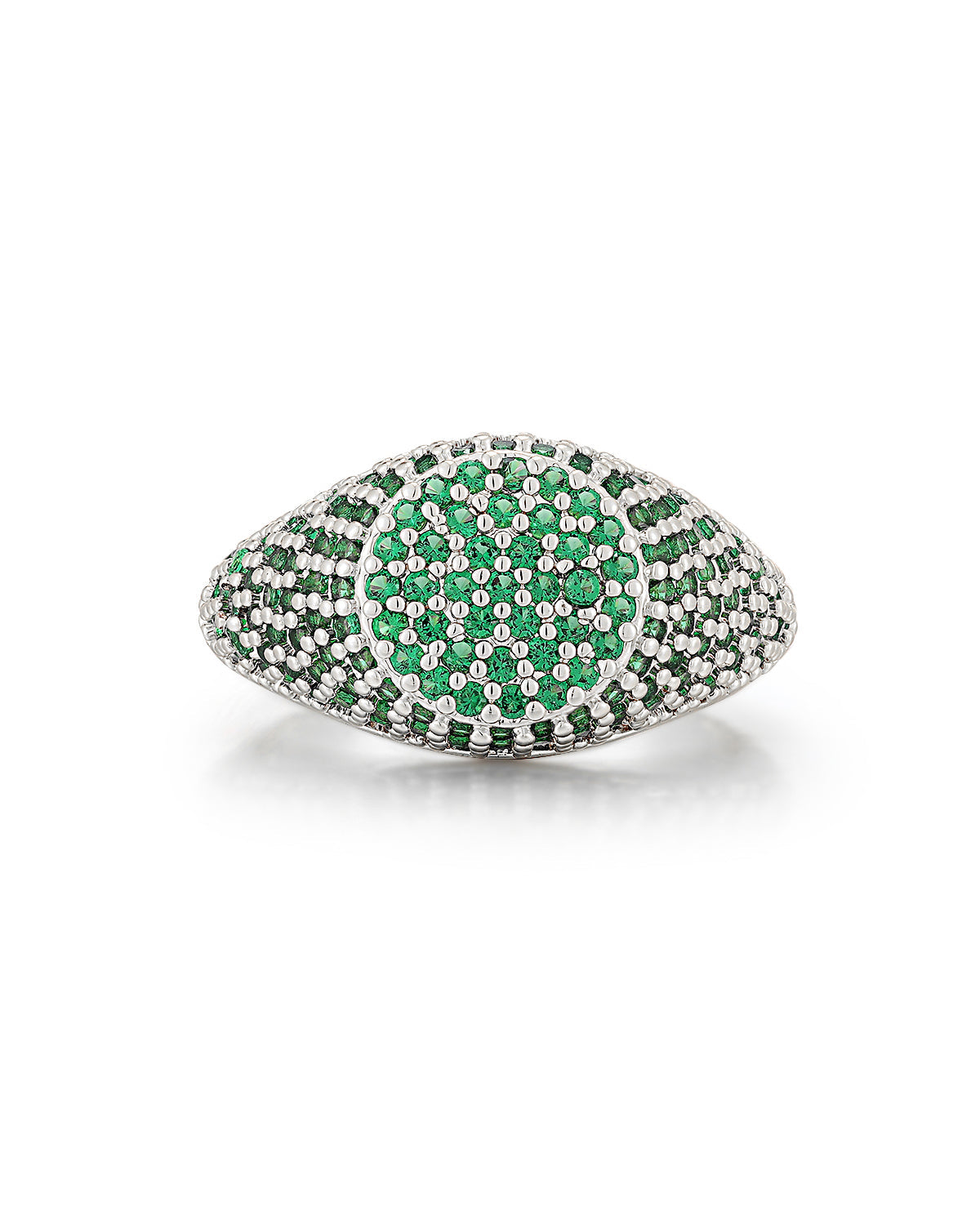 Pavé Signet Ring - Emerald Green - Silver