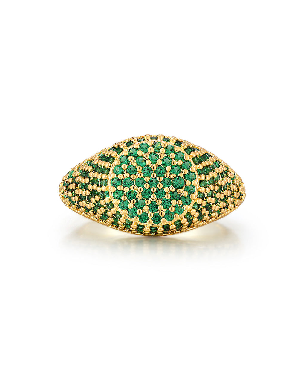 Pavé Signet Ring - Emerald Green - Gold