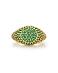 Pavé Signet Ring - Emerald Green - Gold