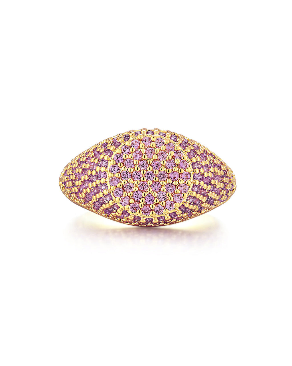 Pavé Signet Ring - Pink - Gold