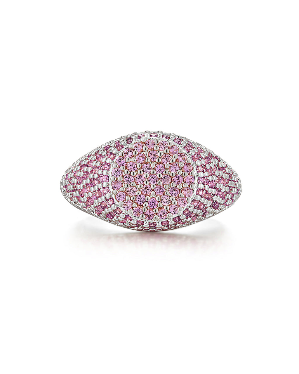 Pavé Signet Ring - Pink - Silver