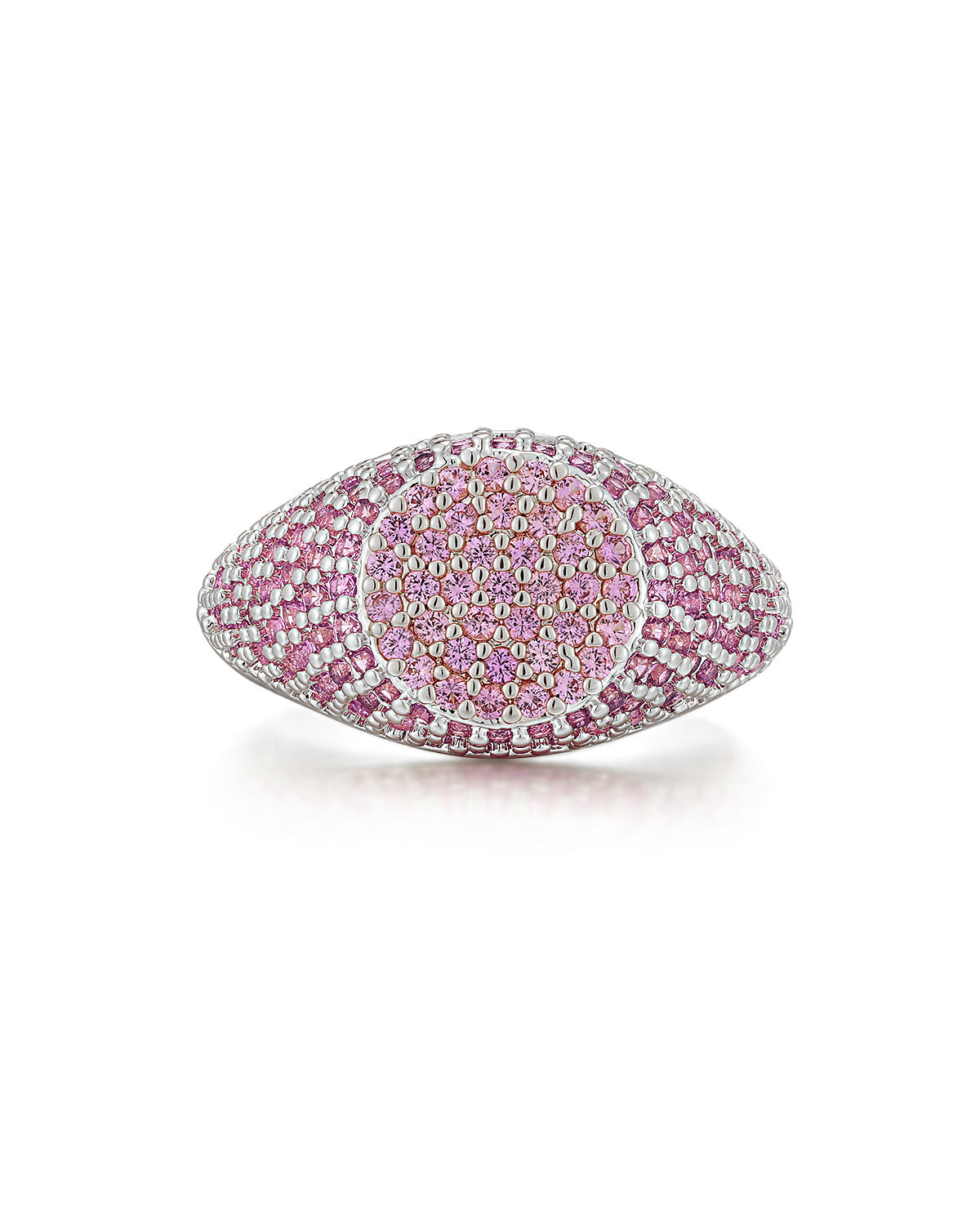 Pavé Signet Ring - Pink - Silver