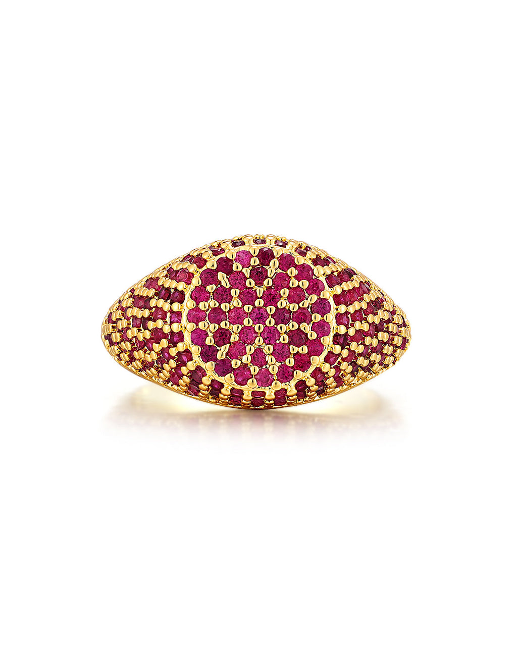Pavé Signet Ring - Ruby Red - Gold