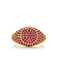 Pavé Signet Ring - Ruby Red - Gold