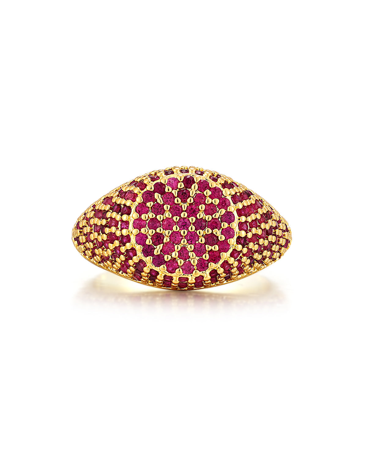 Pavé Signet Ring - Ruby Red - Gold