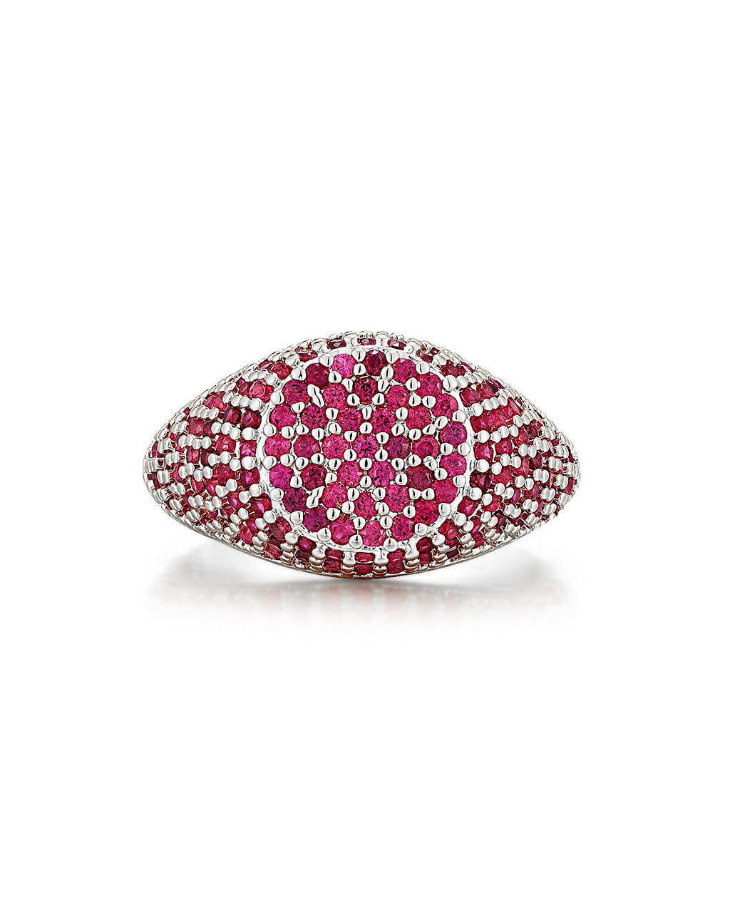 Pavé Signet Ring - Ruby Red - Silver