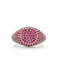 Pavé Signet Ring - Ruby Red - Silver