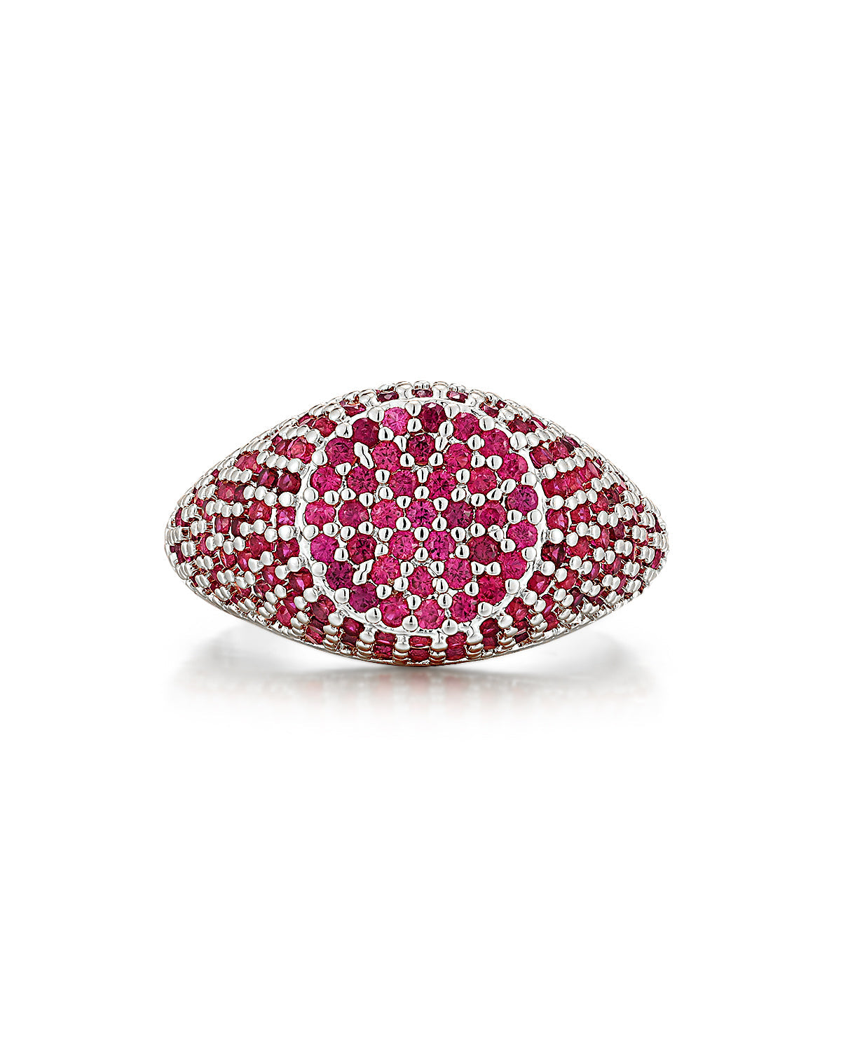 Pavé Signet Ring - Ruby Red - Silver