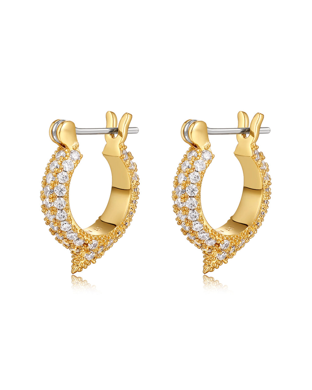 Pavé Thorn Huggies - Gold - Earrings