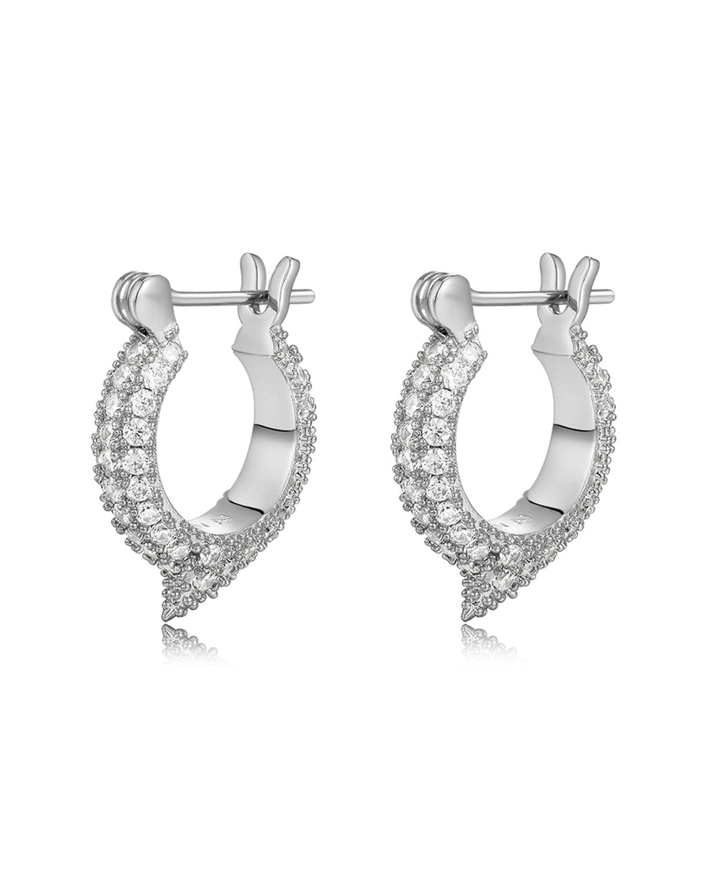 Pavé Thorn Huggies - Silver - Hoops