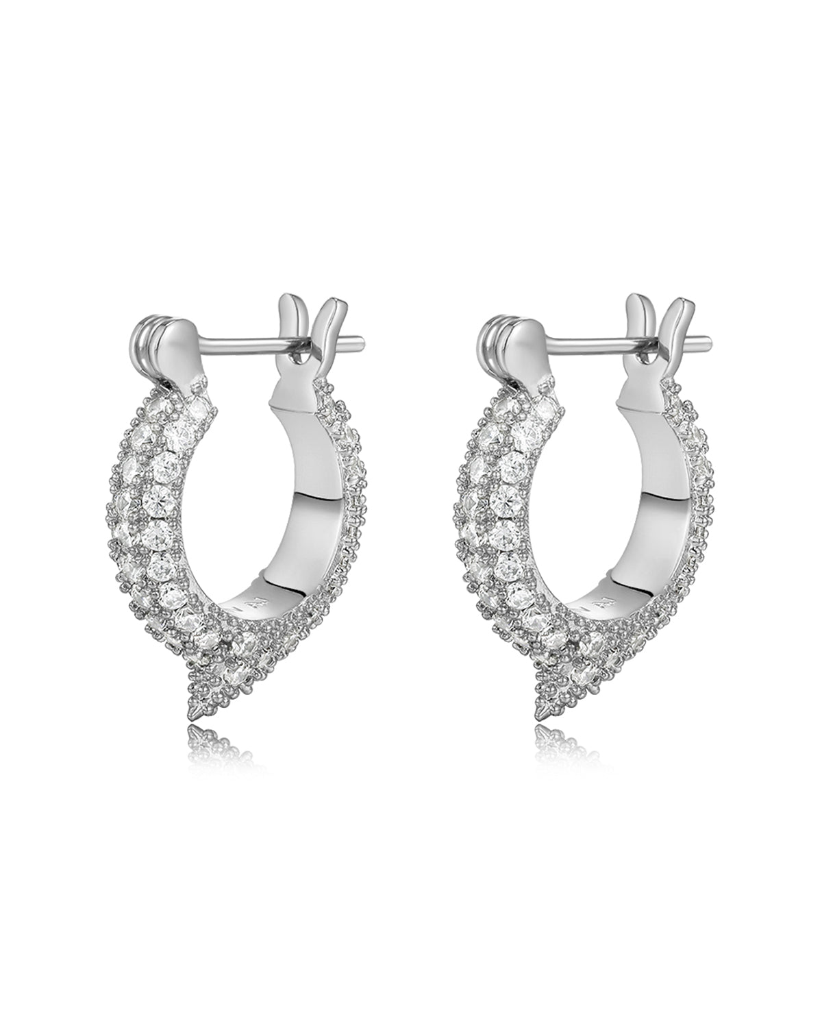 Pavé Thorn Huggies - Silver - Hoops