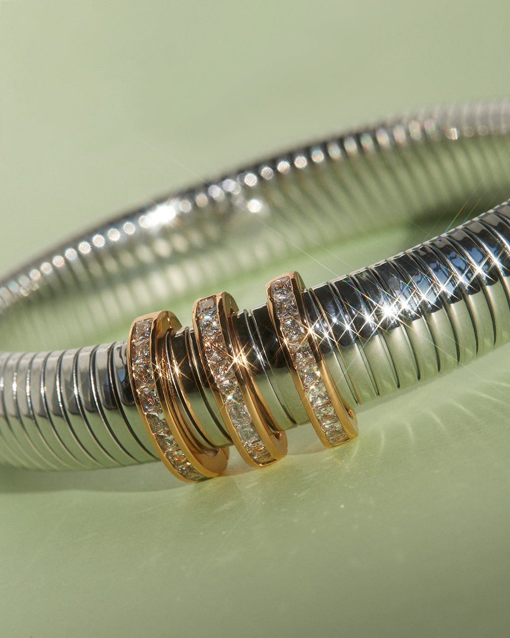 Pavé Trio Snake Chain Bracelet — alternate view 2