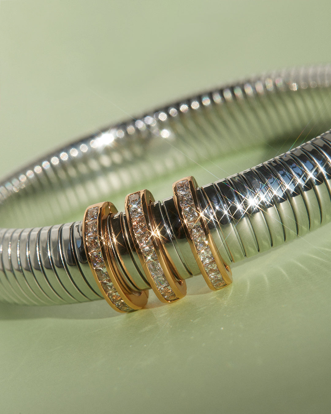 Pavé Trio Snake Chain Bracelet — alternate view 2
