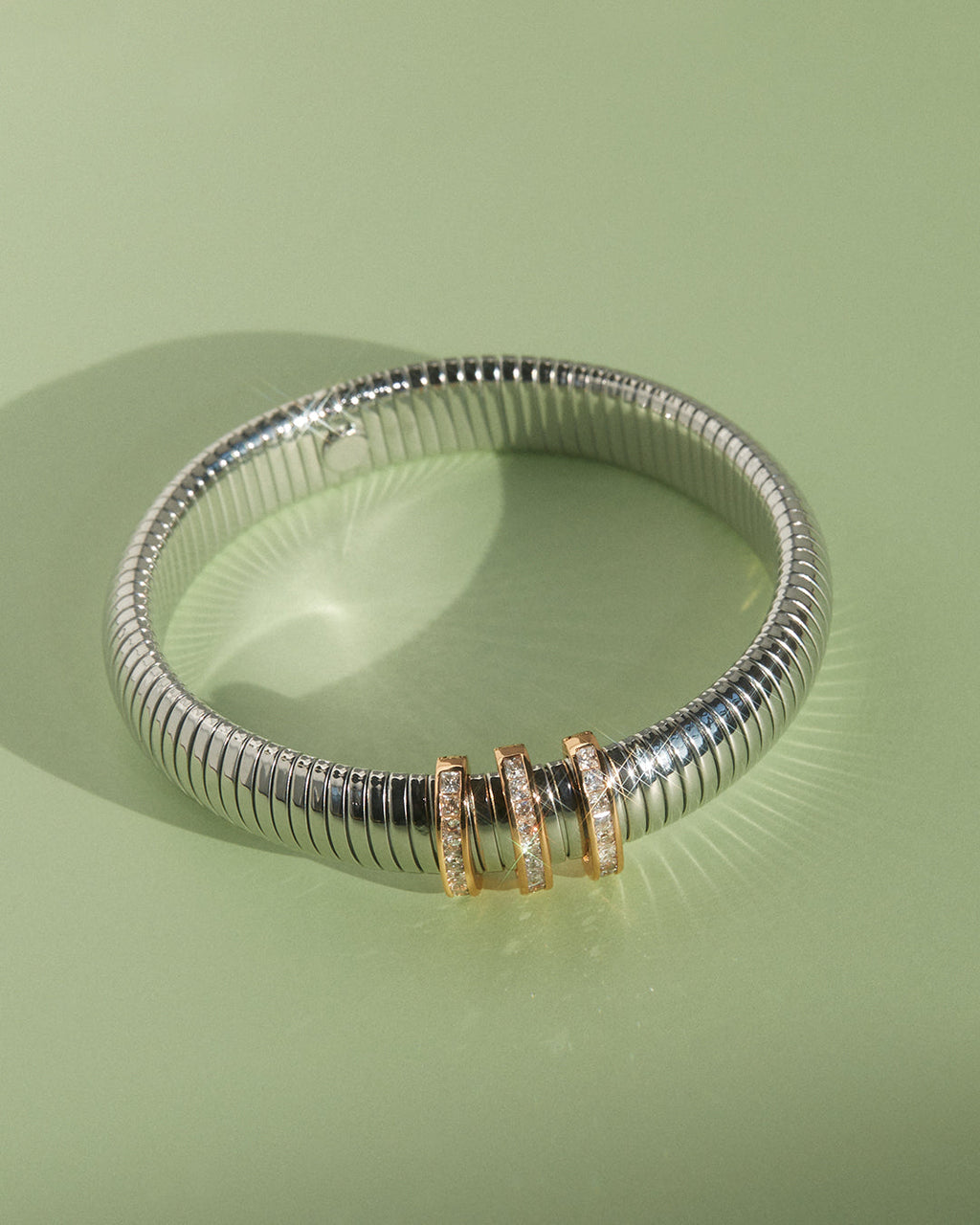 Pavé Trio Snake Chain Bracelet — alternate angle