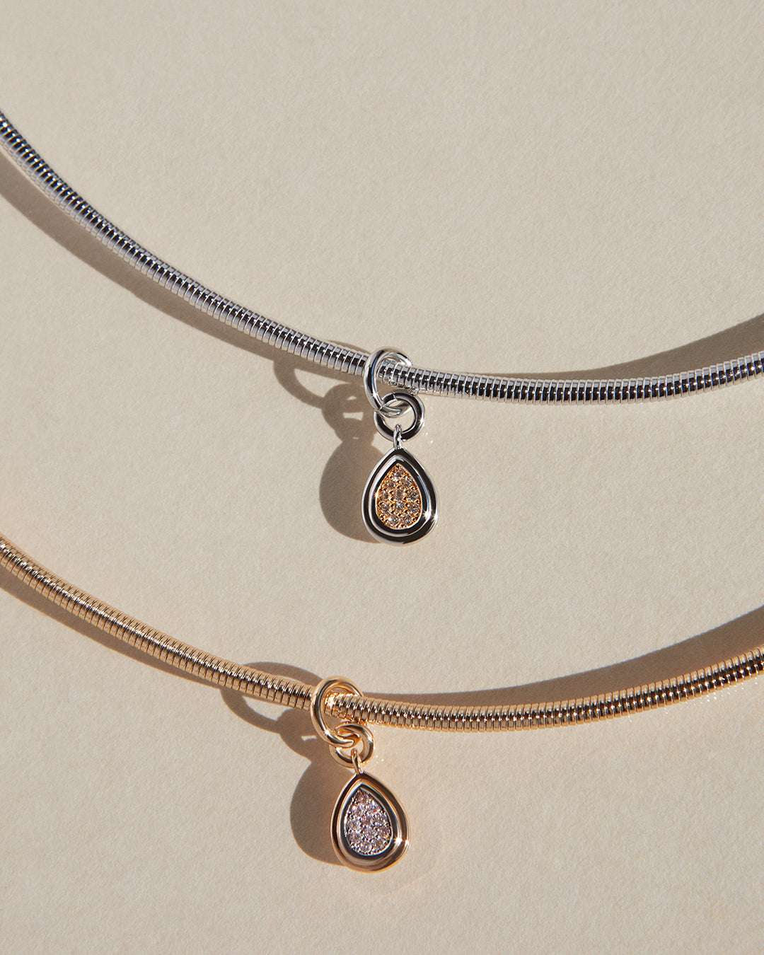 Pear Charm Snake Chain Necklace — alternate view 2