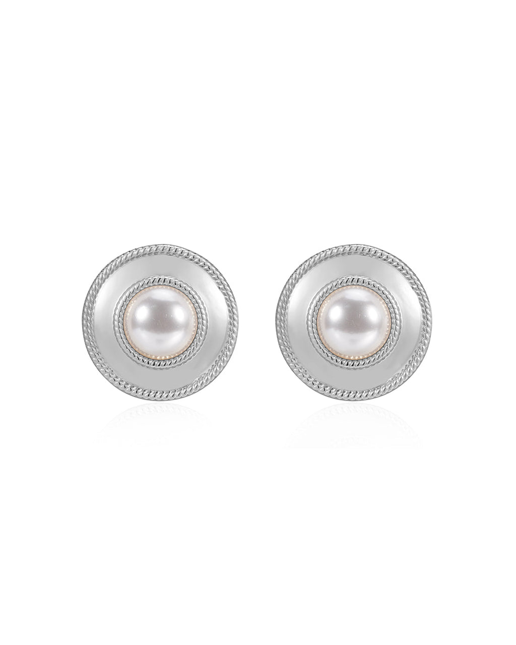 Pearl Statement Studs in Silver - Earrings — alternate view