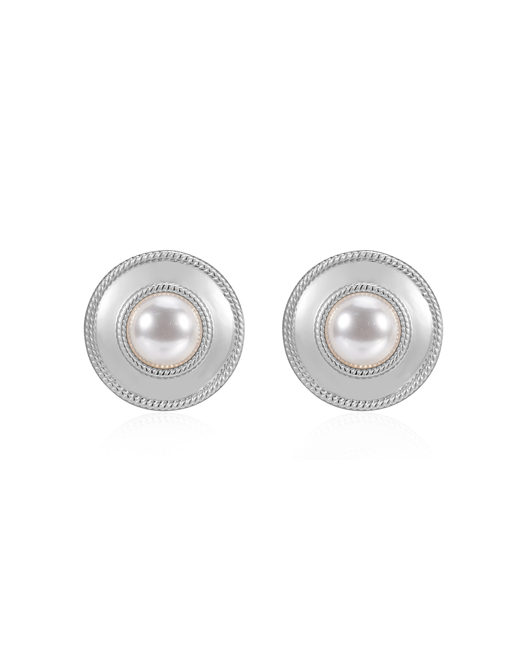 Pearl Statement Studs in Silver - Earrings — alternate view