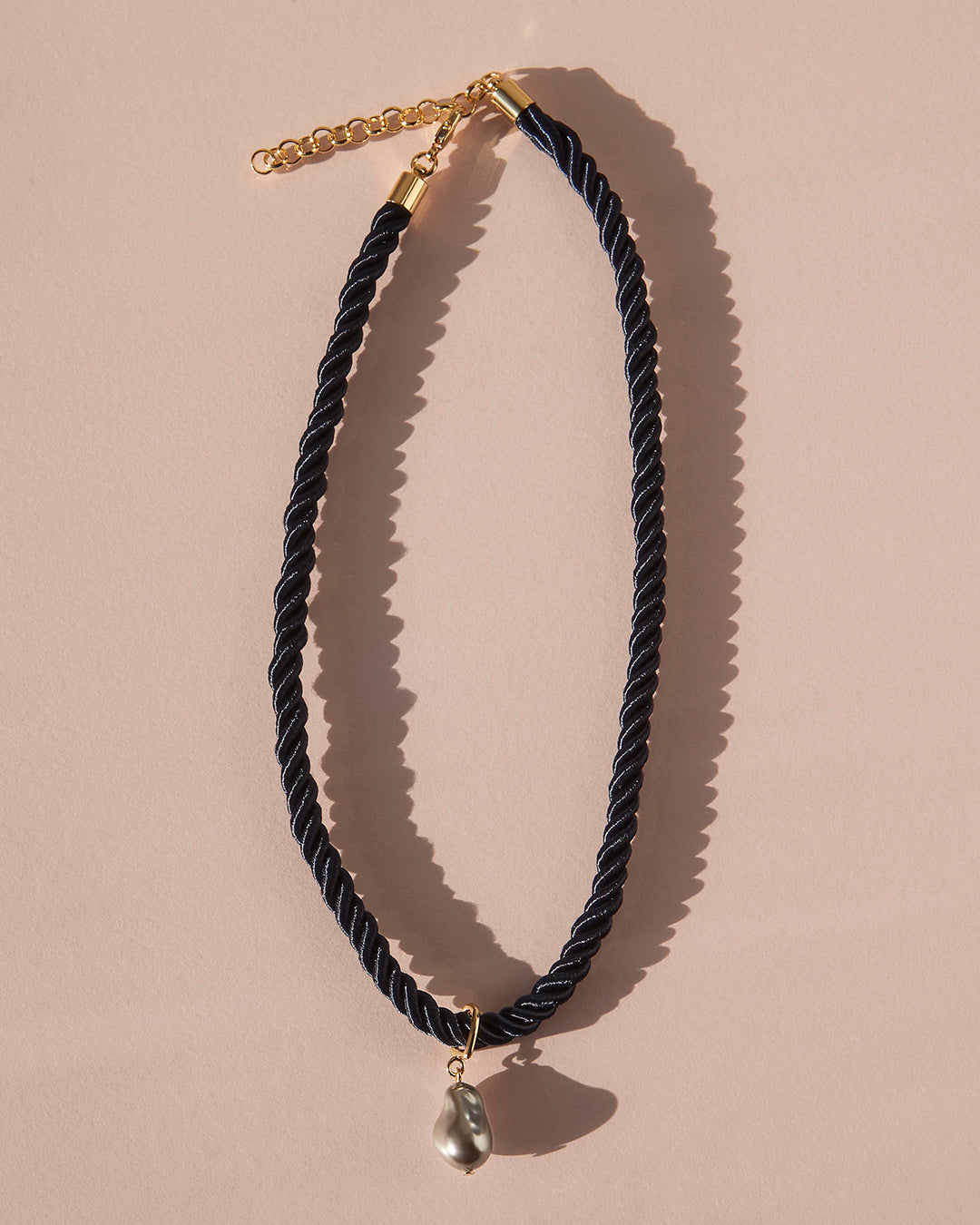Pearl Rope Necklace in Gold — another angle