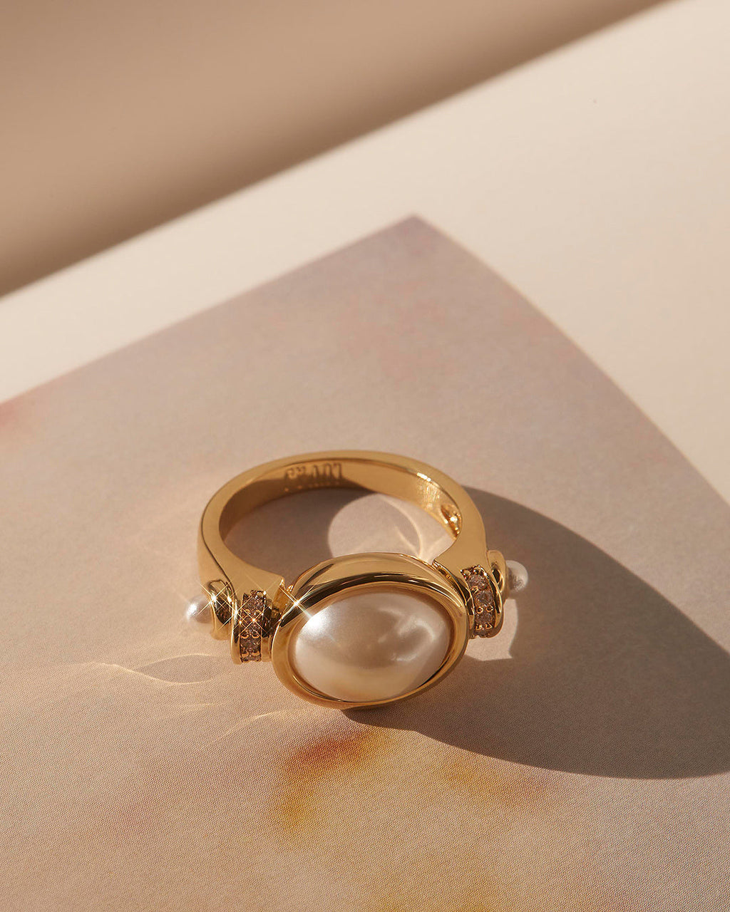 Pearl Statement Ring in Gold — detail view 2