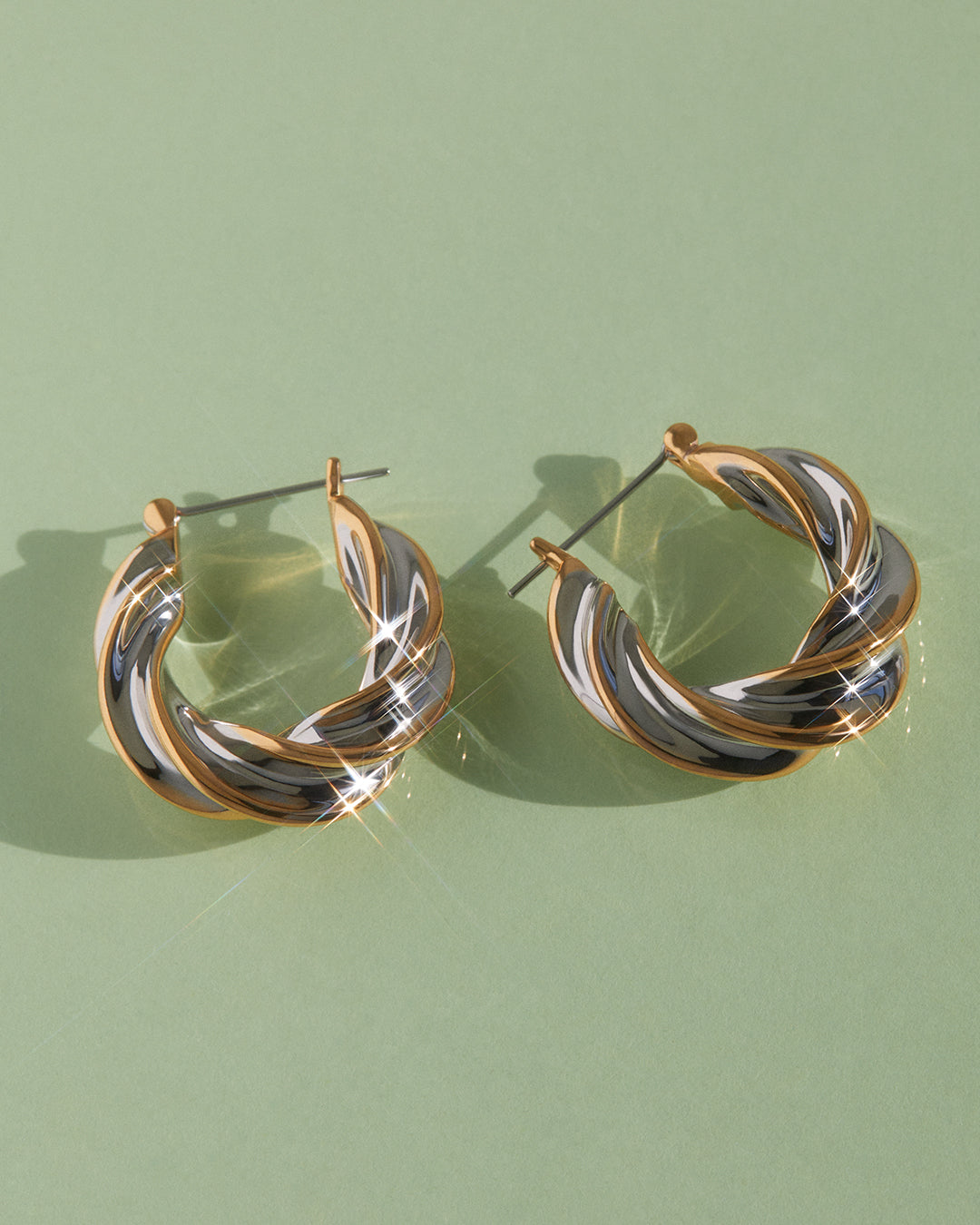 Perry Two-Tone Hoops in Gold — alternate view