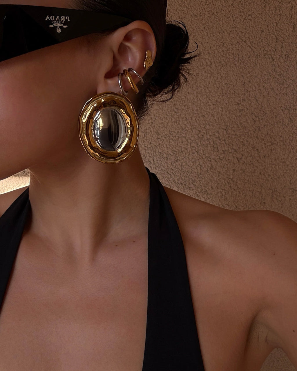 Two Tone Cala Ear Cuff - Earrings — another angle