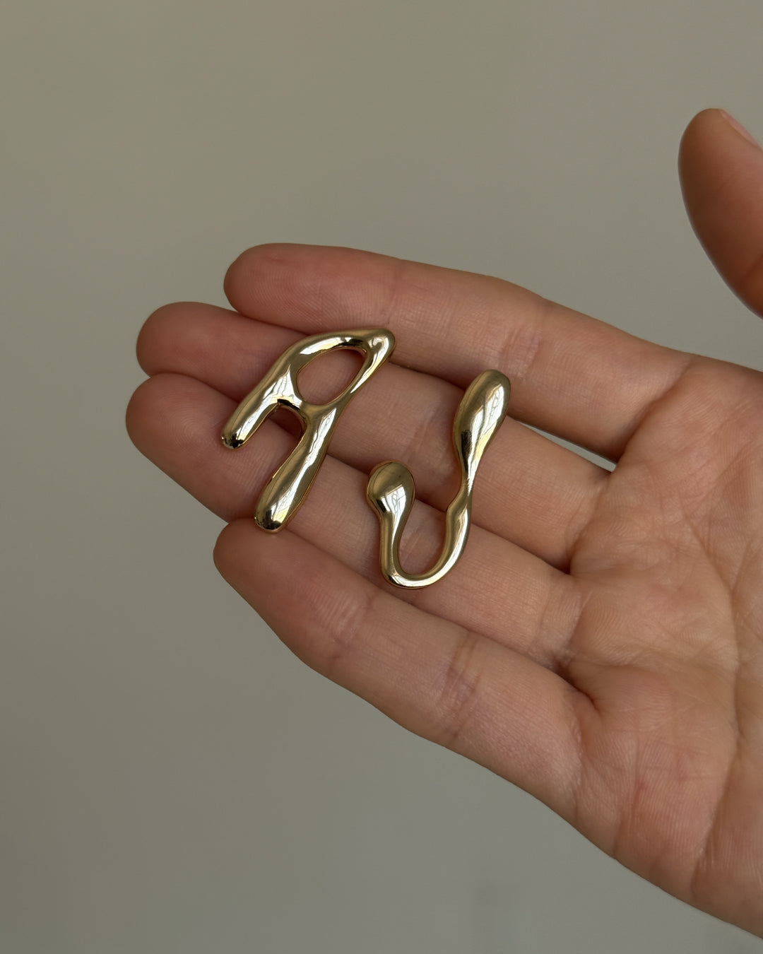 Goopy Letter Initial Earrings — alternate angle