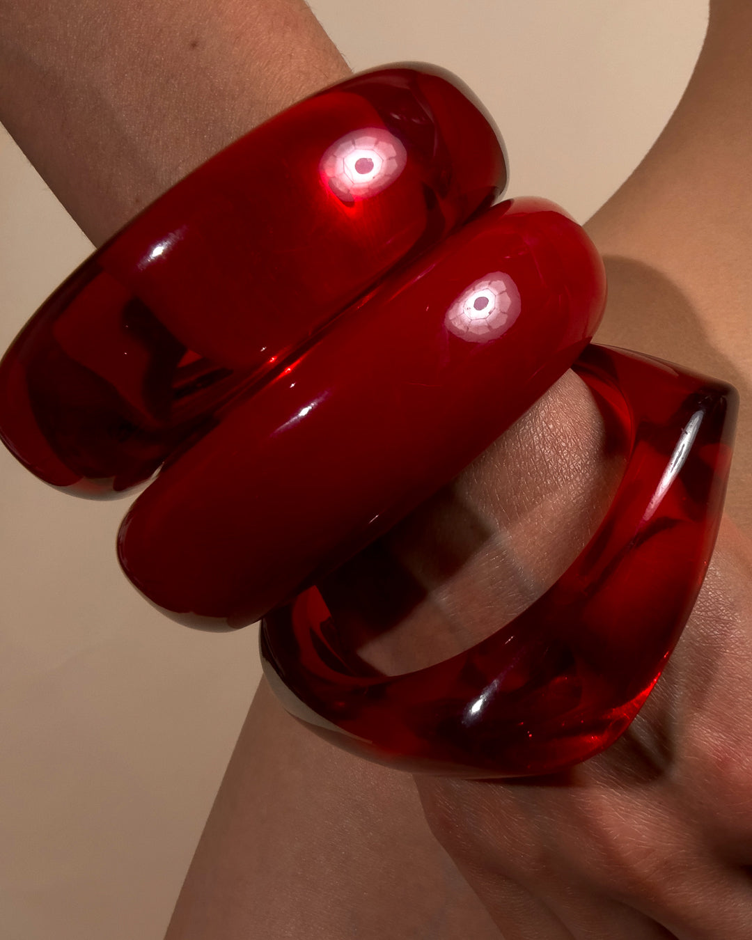 Formentera Bangle Set - Red — alternate angle