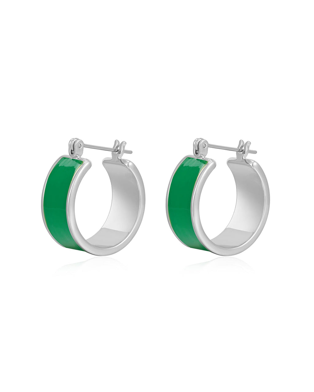 Positano Hoops - Emerald Green - Silver