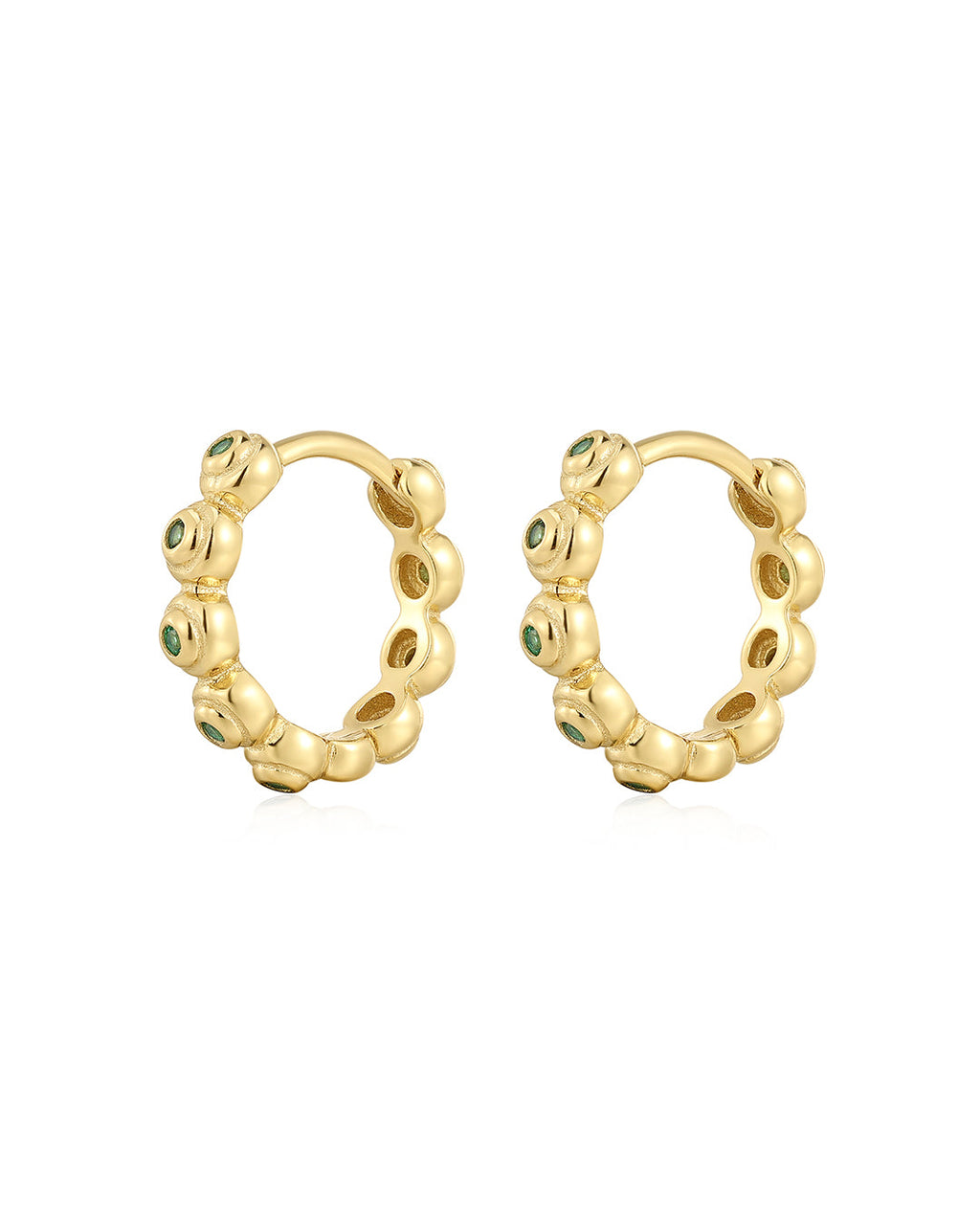 Puffy Bezel Huggies in Gold - Earrings