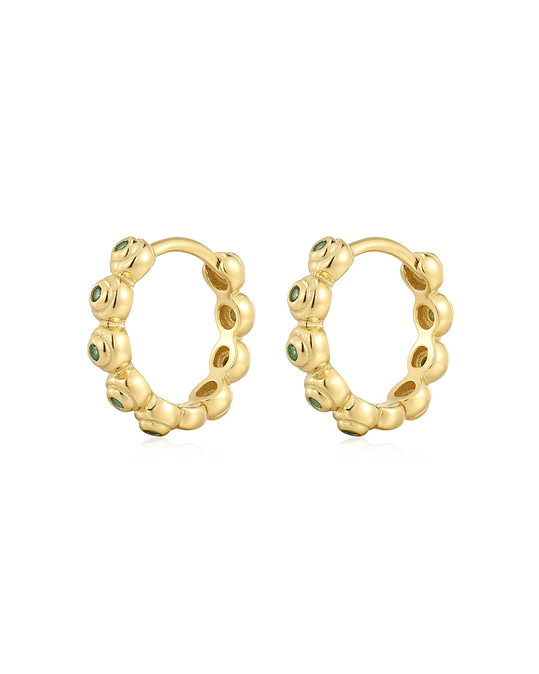 Puffy Bezel Huggies in Gold - Earrings
